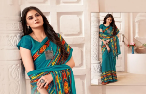 Floral Print Organza Sarees