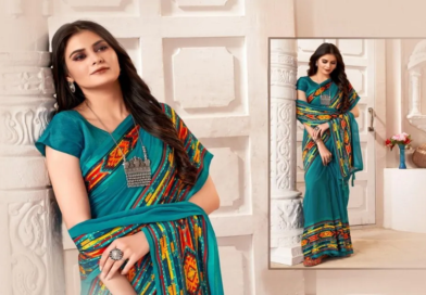 Floral Print Organza Sarees